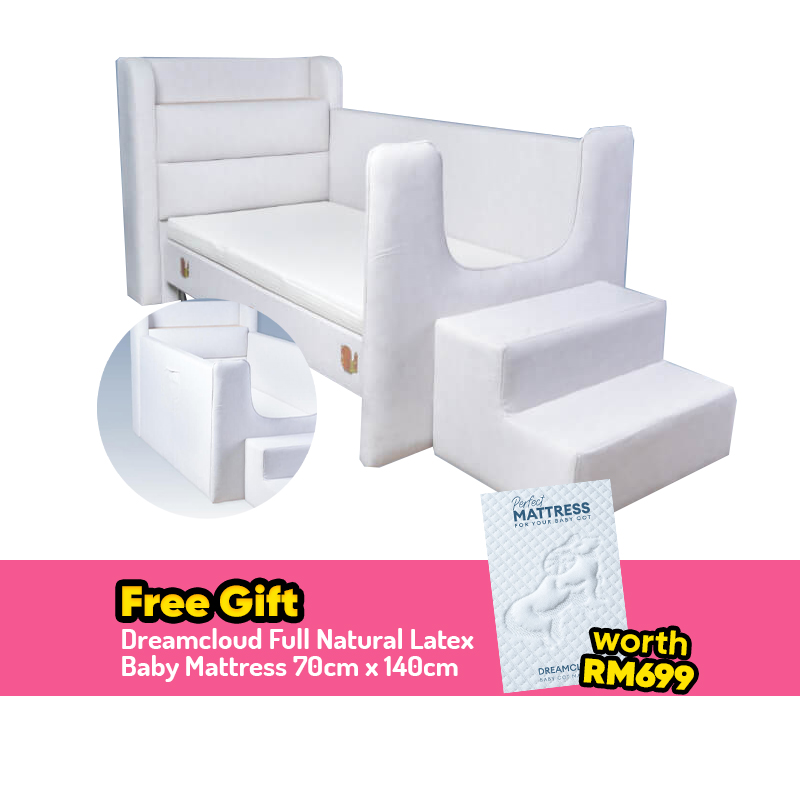 DreamCloud Baby Cot with Solid Staircase + FREE GIFT